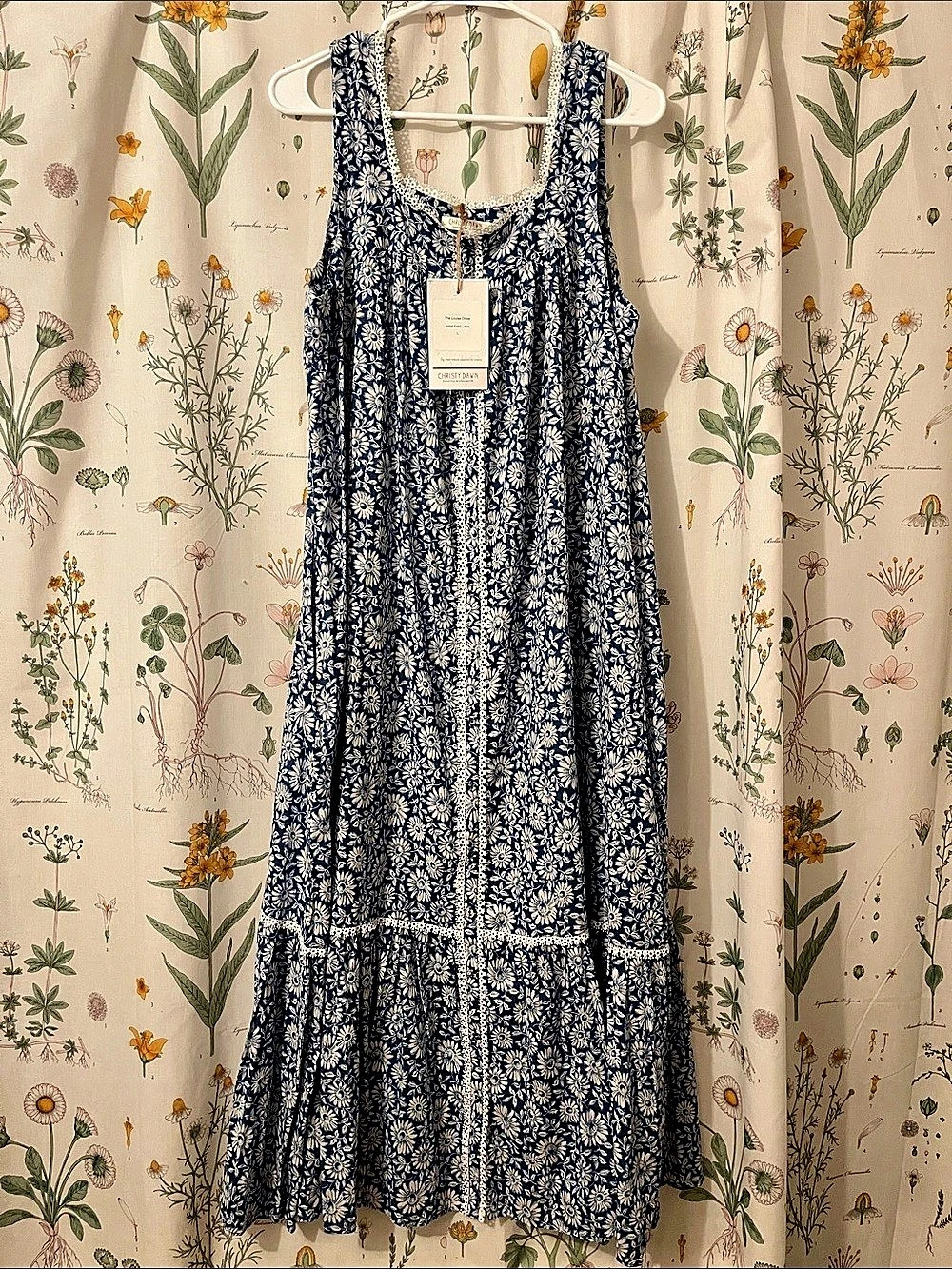 Christy Dawn The Louise Dress Floral Maxi Dress in Blue & White Size Large NWT